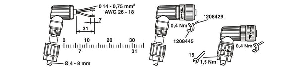 Phoenix Contact M12-A CBL Socket 5-Way Female Angled 4-8mm Push-lock