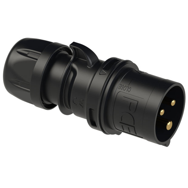 PCE CEE IEC 60309 CBL Plug 3 way BLK IP44/IP54 16A 230V Midnight