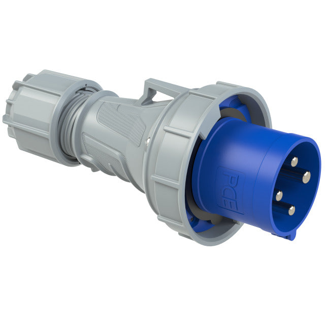 PCE CEE IEC 60309 CBL Plug 4 way BLU IP67 63A 230V 9H