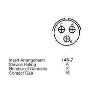 Yeonhab CBL Receptacle 3 Way Socket-Contacts OLV MIL-DTL-5015 13A