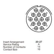 Yeonhab Box Receptacle 14 Way Socket-Contacts OLV MIL-DTL-5015 13A X-Rot.