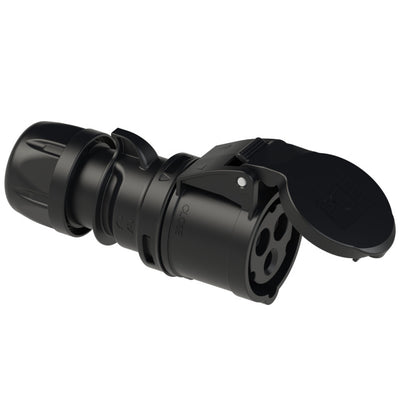 PCE CEE IEC 60309 CBL Ext. Socket 3 way BLK IP44/IP54 16A 230V Midnight