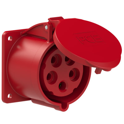 PCE CEE IEC 60309 Panel Socket Outlet 5 way RED IP44/IP54 32A 400V 75x75/60x60mm