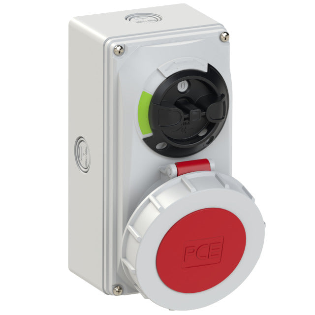 PCE CEE IEC 60309 Wall Socket Outlet 5 Way RED IP67 32A 400V 6H Switch