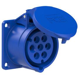 PCE CEE IEC 60309 Panel Socket Outlet 7 way BLU IP44/IP54 16A 230V 70x70/56x56mm