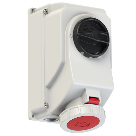 PCE CEE IEC 60309 Wall Socket Outlet 4 Way RED IP67 32A 440V Switched Interlock Container