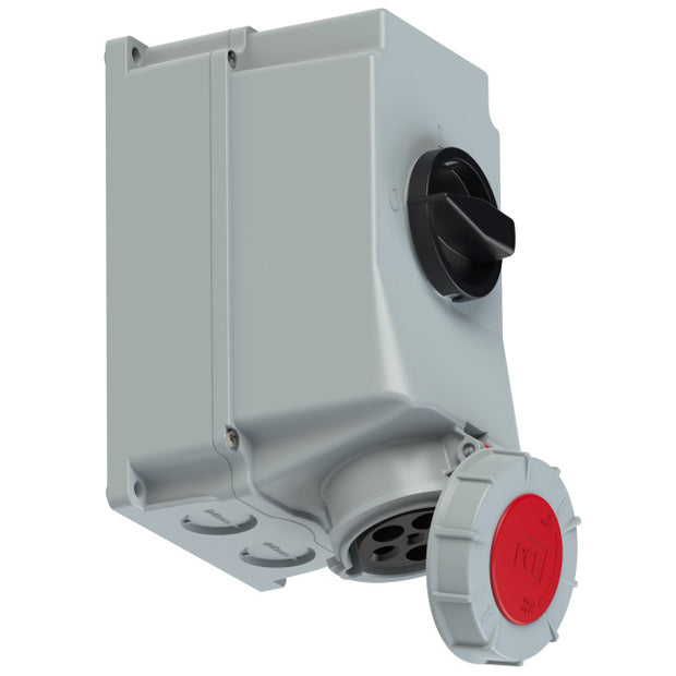 PCE CEE IEC 60309 Wall Socket Outlet 5 way RED IP67 63A 400V Switched Interlock