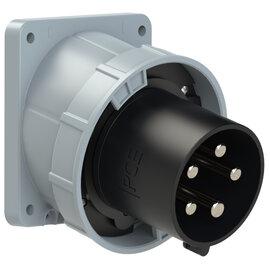 PCE CEE IEC 60309 Angled Panel Plug Inlet 5 way BLK IP67 125A 500V 120x130/100x108mm