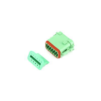 Deutsch DT 12 Way Plug Short Cap GRN C-Key with GRN Wedgelock