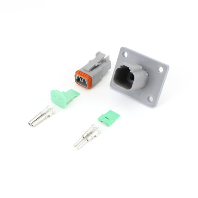 Deutsch DT 2 Way Flange Mount Kit GRY 0.75-2.0mm2 S&F Contacts
