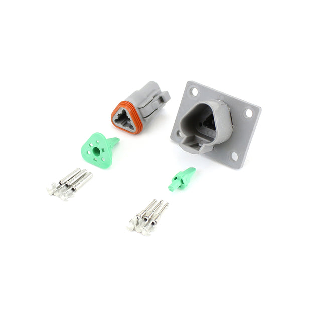 Deutsch DT 3 Way Flange Mount Kit GRY 0.75-2.0mm2 S&F Contacts