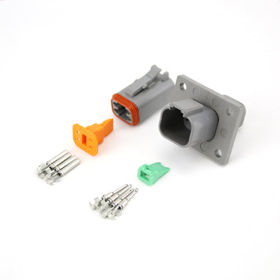Deutsch DT 4 Way Flange Mount Kit GRY 0.75-2.0mm2 S&F Contacts