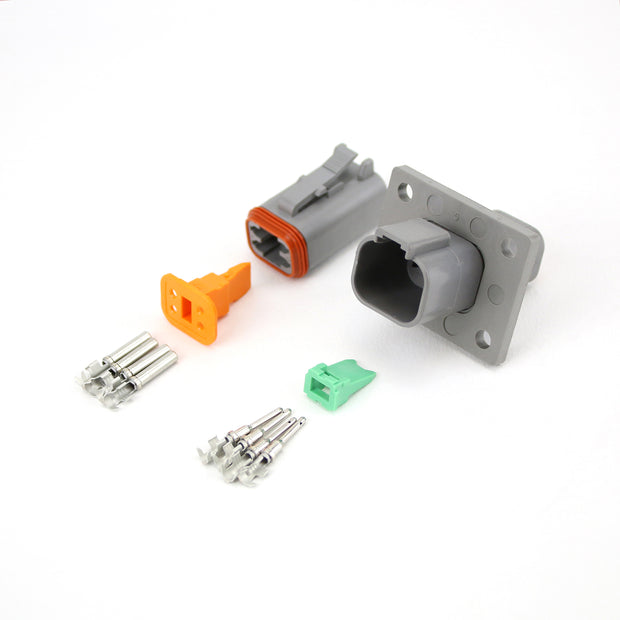 Deutsch DT 4 Way Flange Mount Kit GRY 0.75-2.0mm2 S&F Contacts