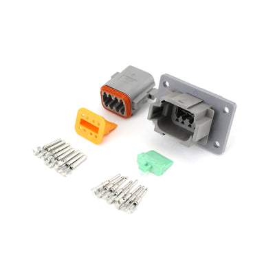 Deutsch DT 8 Way Flange Mount Kit GRY 0.75-2.0mm2 S&F Contacts
