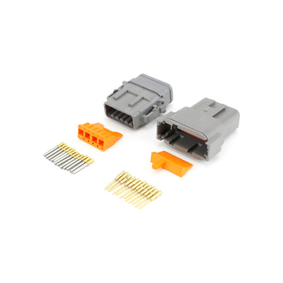 Deutsch DTM 12 Way Heatshrink Kit GRY 7.5A 0.5mm2 GLD Contacts