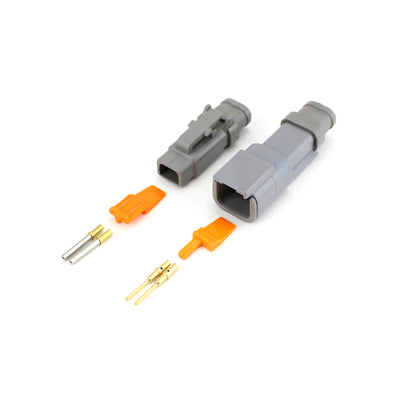 Deutsch DTM 2 Way Heatshrink Kit GRY 7.5A 0.5mm2 GLD Contacts