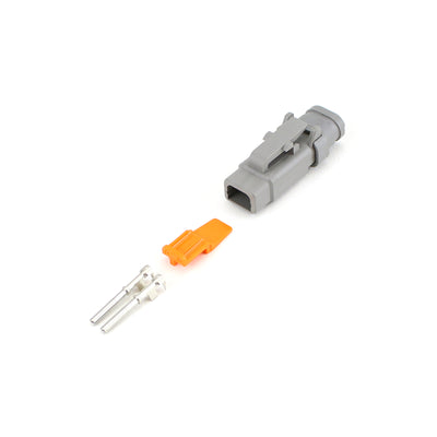 Deutsch DTM 2 Way Half Kit Heatshrink Plug GRY 0.35-1.5mm2 S&F Socket Contacts