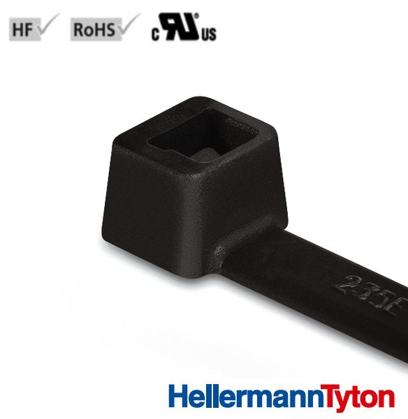 HellermannTyton Cable Tie 205mm X 2.5mm UV Res PA66W BLK 100PK