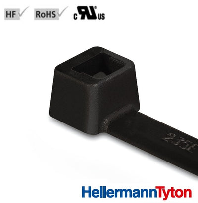 HellermannTyton Cable Tie 145mm X 2.5mm UV Res PA66W BLK 100PK
