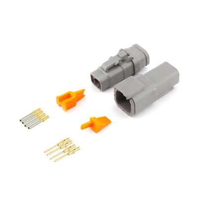 Deutsch DTM 4 Way Heatshrink Kit GRY 7.5A 0.5mm2 GLD Contacts