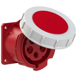 PCE CEE IEC 60309 Panel Socket Outlet 5 way RED IP67 32A 400V 75x75/60x60mm