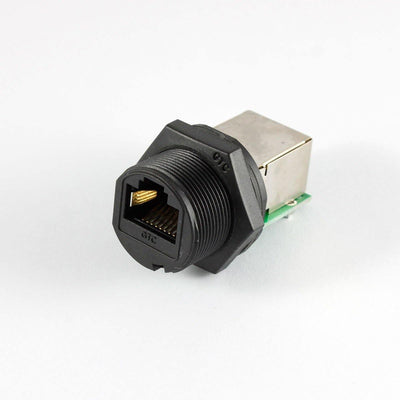 GT Contact C3 RJ45 Panel Jack 180-deg Coupler Plastic BLK IP67 1.5A - Connector-Tech ALS