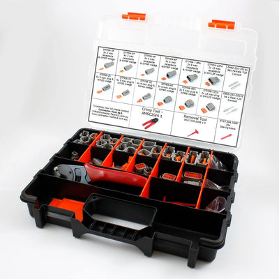 Deutsch DTM Kit 2-12 Way 296pc GRY 7.5A 0.5mm2 Contacts Crimp Tool - Connector-Tech ALS