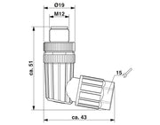 Phoenix Contact M12-A CBL Plug 5-Way Male Angled 4-8mm Push-lock