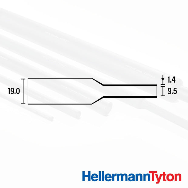 HellermannTyton SE28 Heat Shrink Tubing 2:1 19-9.5mm BLK - Connector-Tech ALS