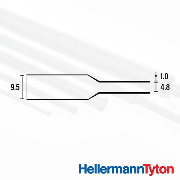 HellermannTyton SE28 Heat Shrink Tubing 2:1 9.5-4.8mm BLK - Connector-Tech ALS