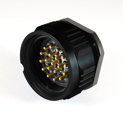 Phase 3 Showsafe Socapex Panel Male 19 Way Pin Crimp 25A BLK Lockring UL No Gland - Connector-Tech ALS