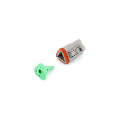 Deutsch DT 3 Way Plug GRY IP68 13A with GRN Wedgelock