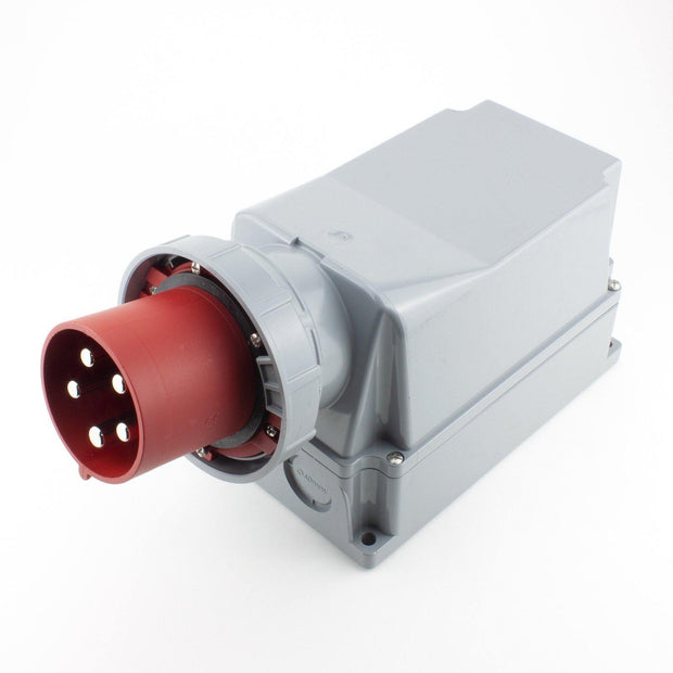PCE CEE IEC 60309 Wall Plug Inlet 5 way Pin-Contacts RED IP67 125A 400V - Connector-Tech ALS