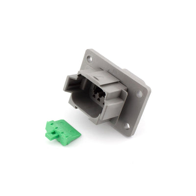 Deutsch DT 8 Way Panel Receptacle GRY A-Key with GRN Wedgelock