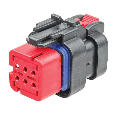 TE AMPSEAL 16 CBL Receptacle Housing 6-Way Socket-Contacts 13A BLK IP67 Red A-Key - Connector-Tech ALS