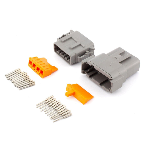 Deutsch DTM 12 Way Kit GRY 0.5mm2 Contacts IP68 7.5A - Connector-Tech ALS